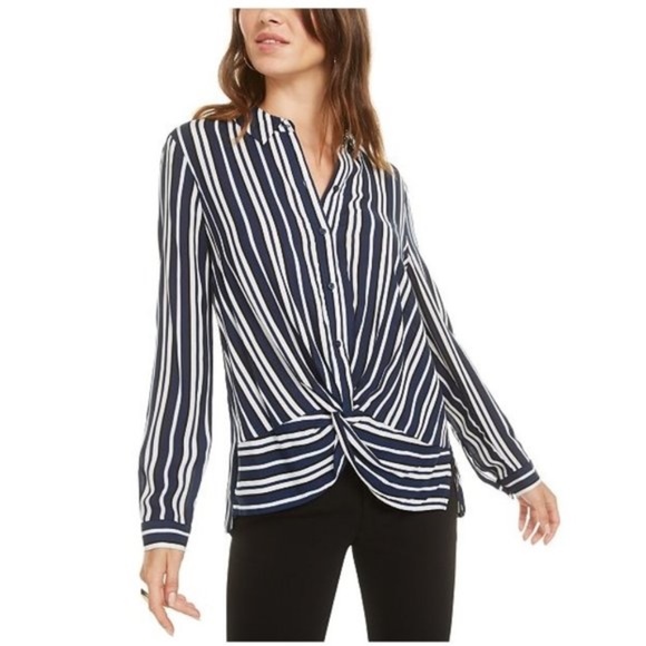Bar III Button-Up Twist Top - Picture 1 of 2